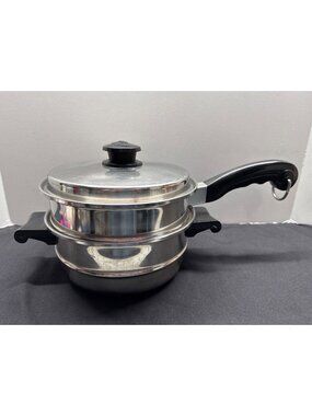 VTG Saladmaster Stainless Steel Steamer 3 PC Set With Lid & Detachable Handle